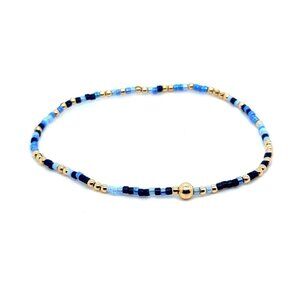 Enewton Dark/Light Blue with Gold Beads Bracelet